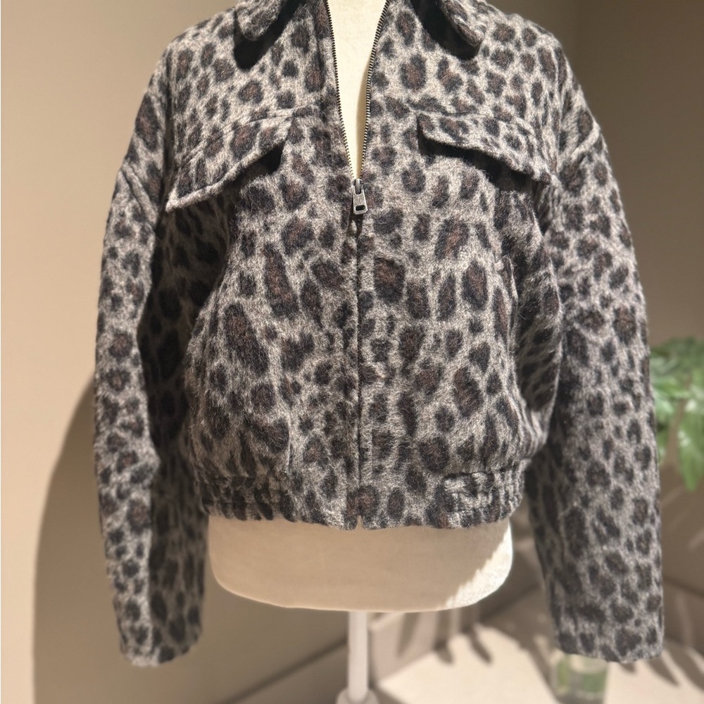 & Other Stories Leopard Bomber Jacket, Size S
